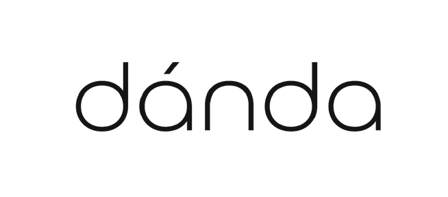 A clean, minimalist logo of the word danda.